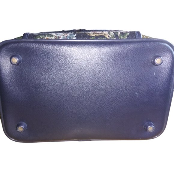 VTG Jordache Floral Tapestry Makeup Bag Green Leaf Travel Tote with Handle - Picture 13 of 15